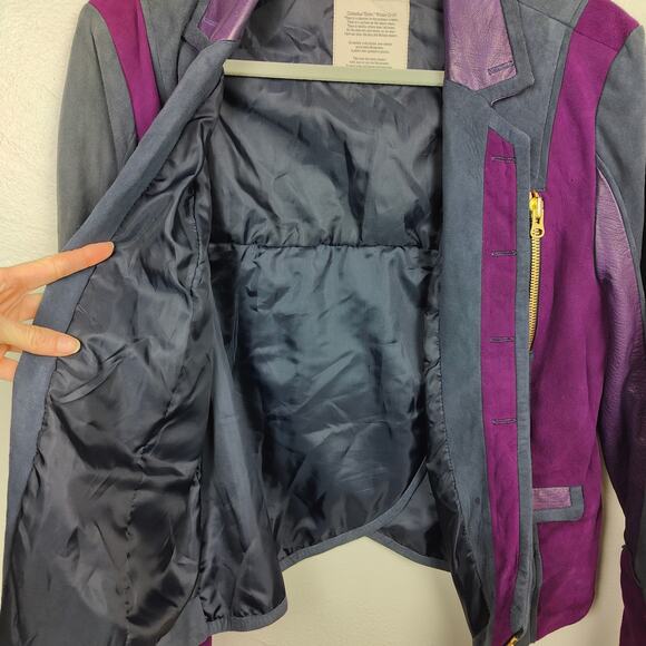 Heimstone Leather Jacket Womens 40 US Medium Approx Purple Gray Tuxedo WInter - Picture 3 of 7